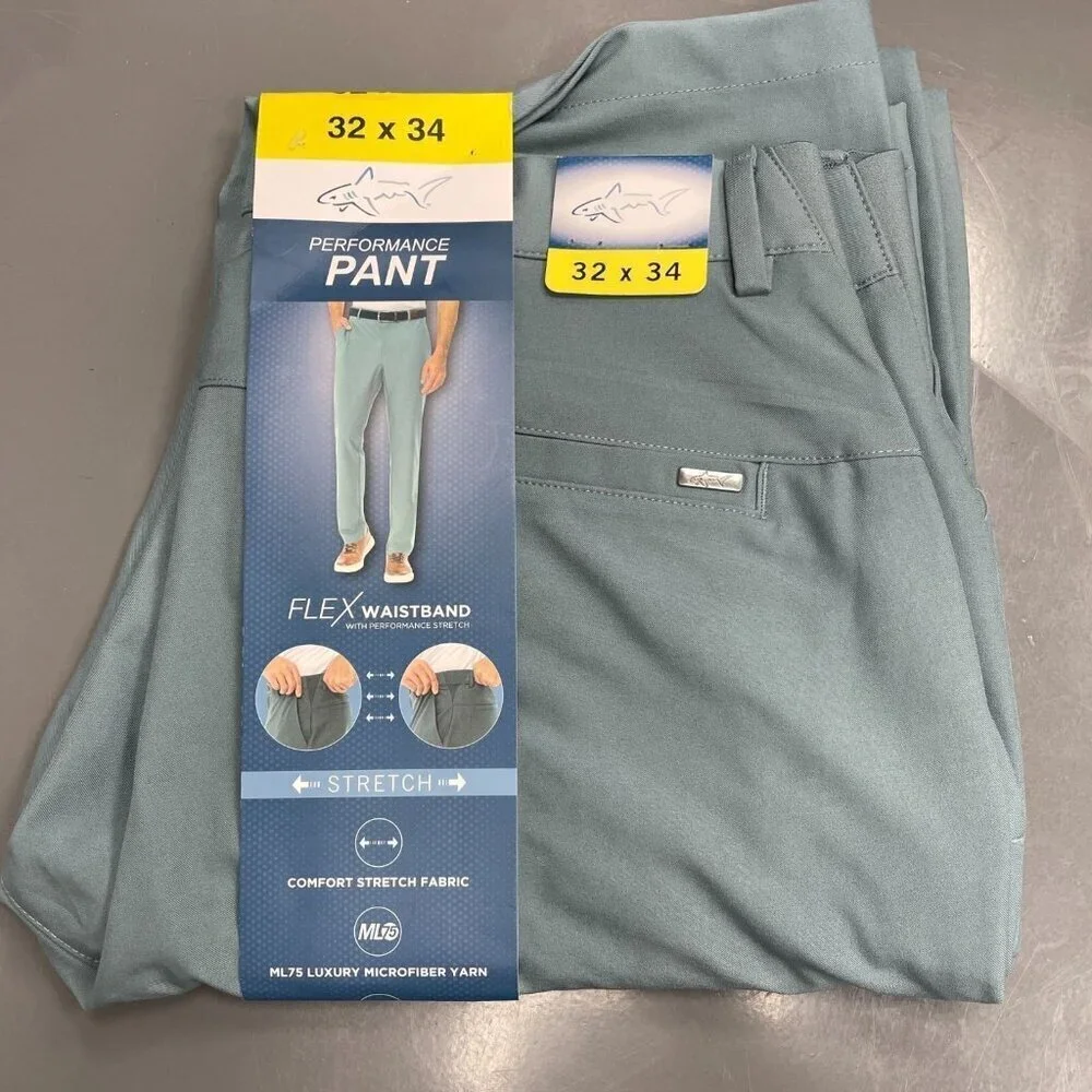 NEW Greg Norman Men's 32x34 Performance Tech Pant Flex Waistband Stretch